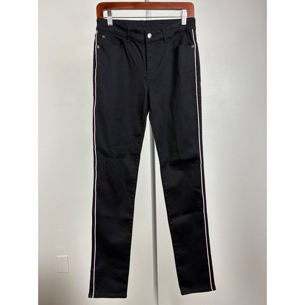 Emporio Armani Slim Fit Black Pink Side Stripe Denim Pants W29 Stetch Luxury